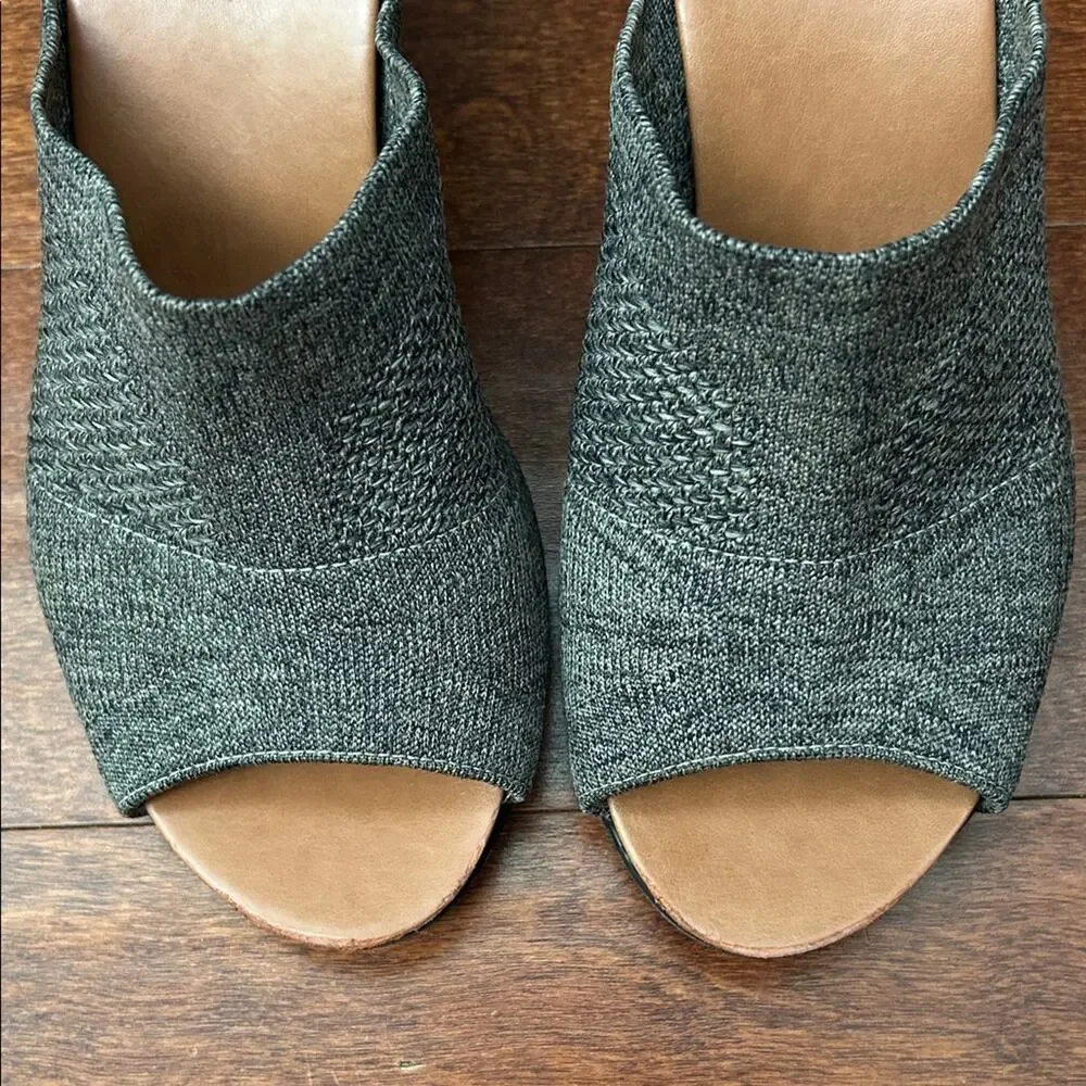 Usaflex Women's Gray Knit Wedge Slide Sandals, Size 8